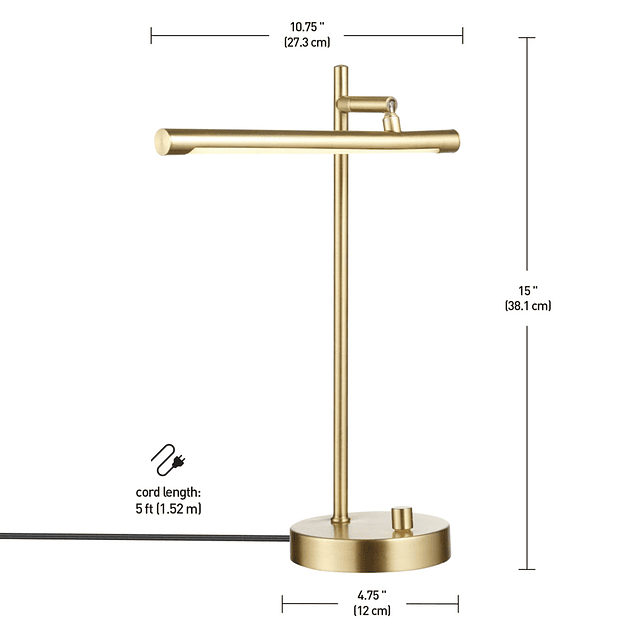 52889 West Lámpara de escritorio LED integrada de 15", latón