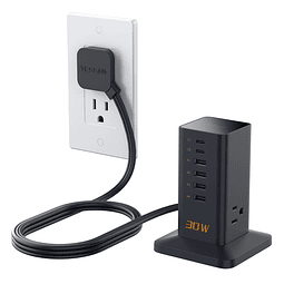 Estación de carga USB de 30 W, regleta USB C 9 en 1 para iph