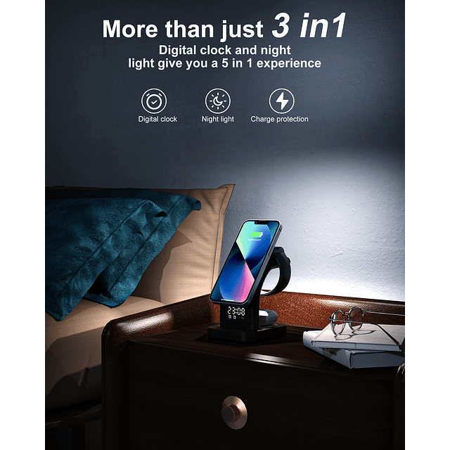 Cargador Inalámbrico - Estación de Carga Inalámbrica 5 en 1