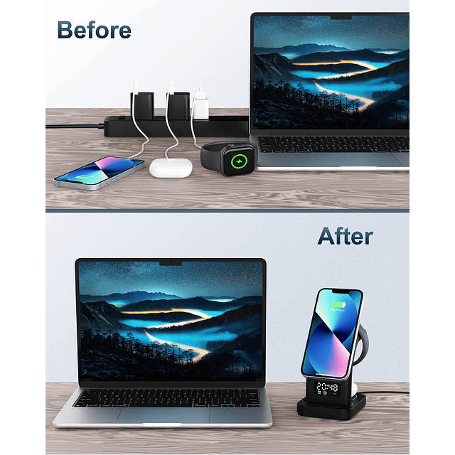 Cargador Inalámbrico - Estación de Carga Inalámbrica 5 en 1