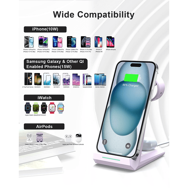 Estación de carga inalámbrica para iPhone - 3 en 1 Soporte d