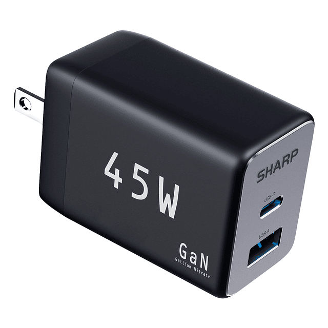 USB C Cargador, 45W, 2 Puertos USB A-C Compacto Plegable GaN