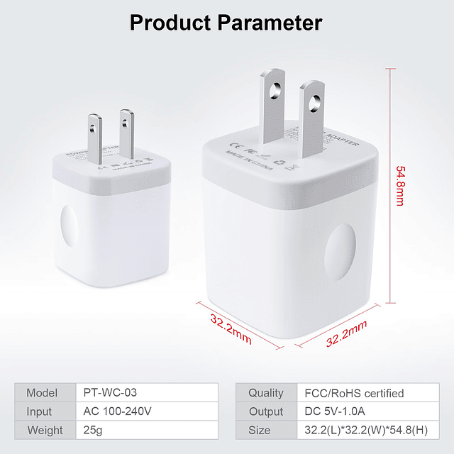 Bloques de carga para iPhone, caja de cargador Paquete de 3