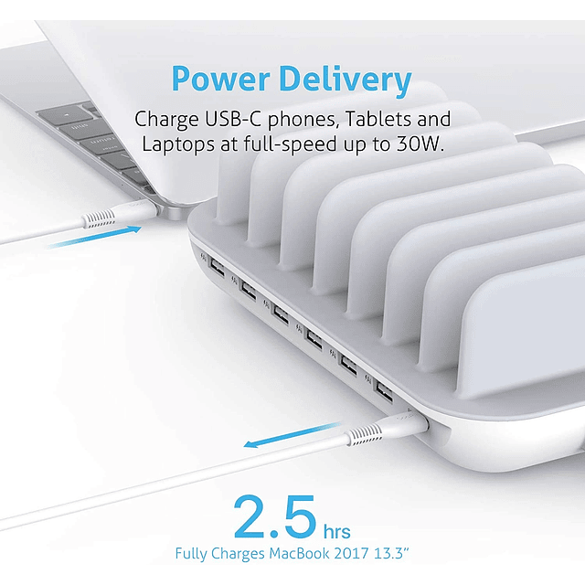 SooPii Estación de carga de 70 W y 7 puertos para múltiples