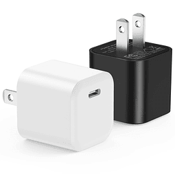 Bloque de cargador USB C, Paquete de 2 mini cargador de telé