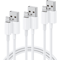 Cable cargador para iPhone, 6 pies, paquete de 3, cable USB