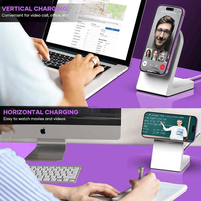 Cargador inalámbrico magnético para iPhone, estación de carg