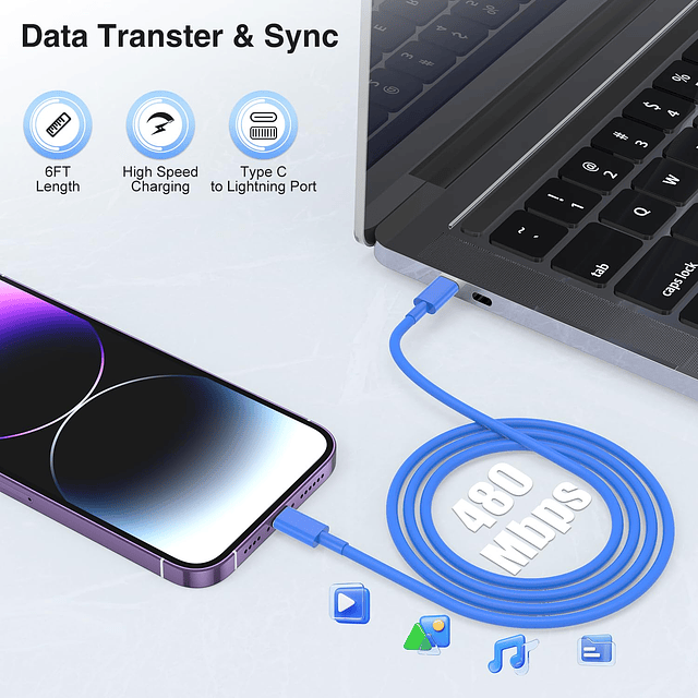 para cargador de iPhone Cable USB-C a Lightning certificado