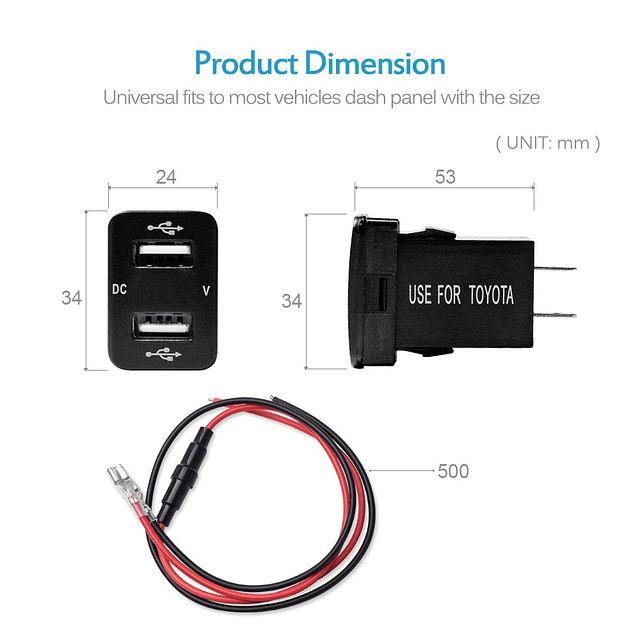 2.1A Cargador USB Dual Toma de Corriente con Voltímetro Digi