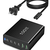 Cargador USB C 100W GaN Estación de carga tipo C de 6 puerto