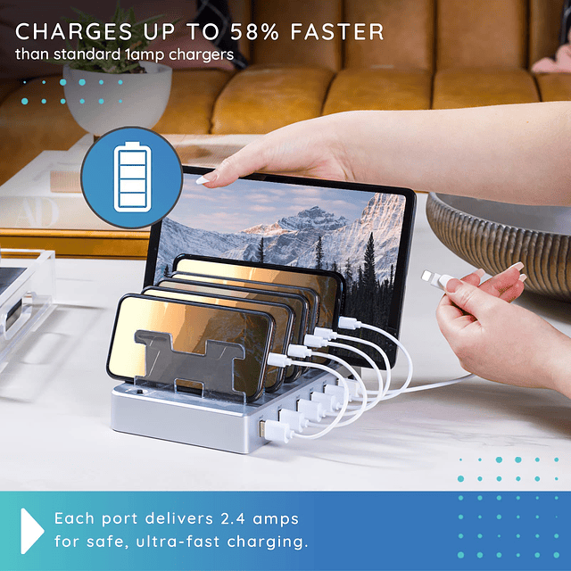 Estación de Carga para Múltiples Dispositivos, con 6 Puertos