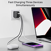 GaNHub Cargador USB C GaN de 65 W de 3 puertos, cargador ráp