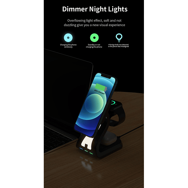 Cargador inalámbrico 3 en 1, estación de carga Megnatic con