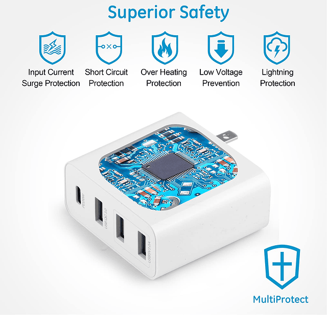 Estación de carga USB C para múltiples dispositivos, adaptad