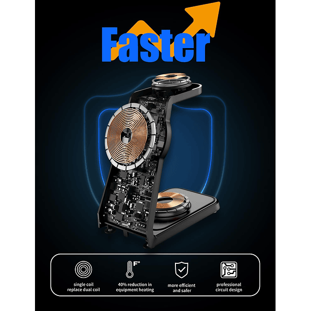Estación de carga inalámbrica magnética 3 en 1, cargador ina