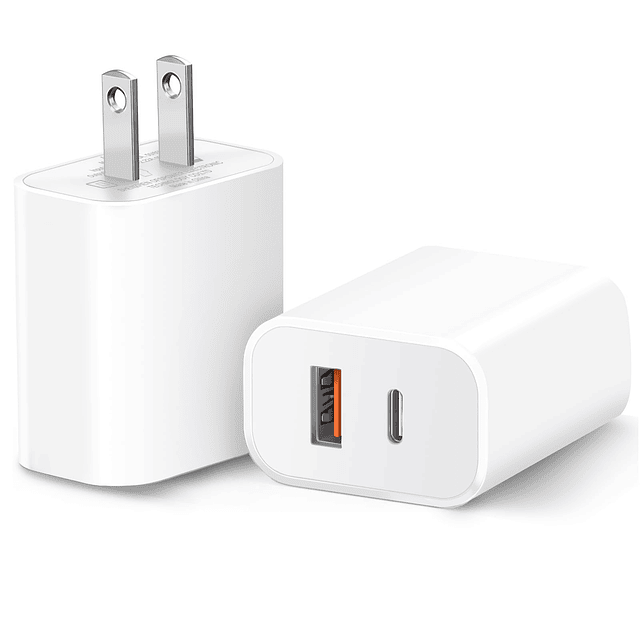 Bloque de Cargador USB C de 20 W, Paquete de 2 Bloques de Ca