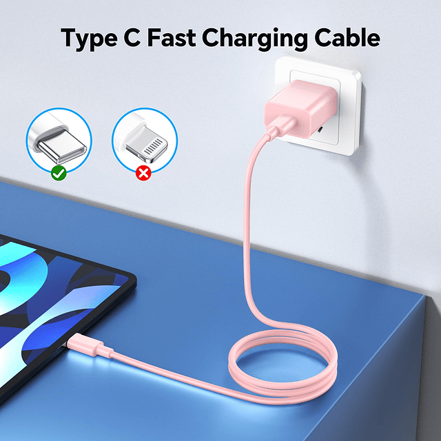 Cargador USB C de carga rápida, 20 W para iPhone USB C carga