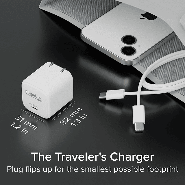 Bloque de cargador USB C GaN enchufable, cargador portátil d