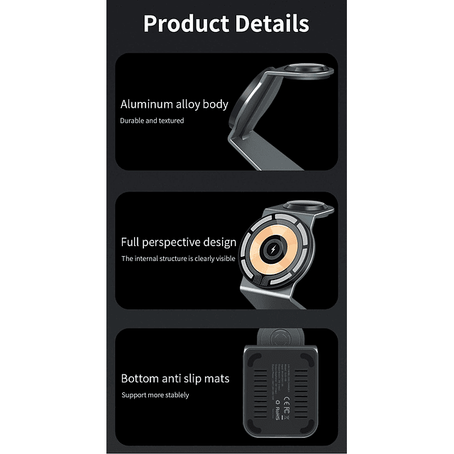 Estación de carga con cargador inalámbrico 3 en 1 para iPhon