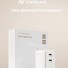 Cargador USB C 65W, GaN 65W, Adaptador de cargador rápido PP