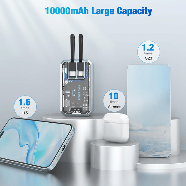 Cargador portátil de 10000 mAh, banco de energía pequeño de