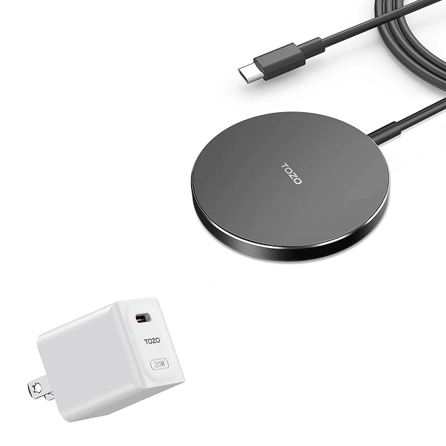 W6 Cargador Inalámbrico Negro y C1 USB C Cargador 20W PD Ada