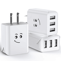 Cargador de pared USB actualizado, 3,1 A, 3 puertos, paquete