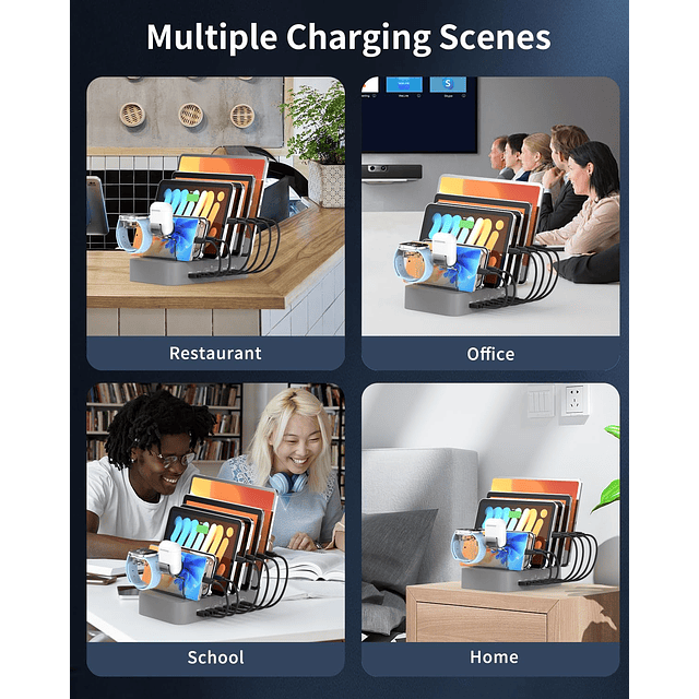 Estación de carga rápida USB-C para múltiples dispositivos,