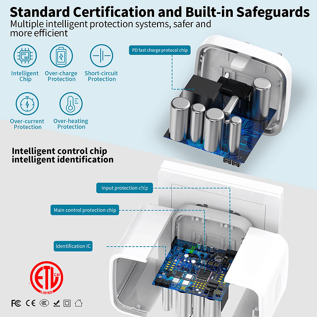 Cargador rápido para iPhone 14 13 12 con certificación MFi,