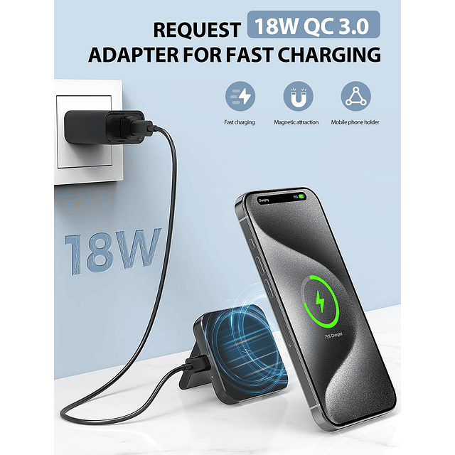 Cargador magnético 2 en 1, estación de carga inalámbrica, ca