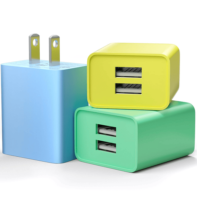 Cargador de pared USB, paquete de 3 adaptadores USB 2.1A, ca