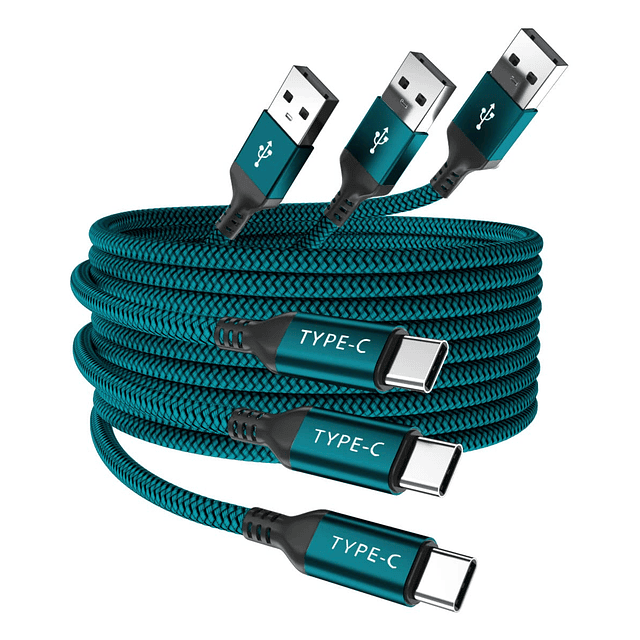 Cable cargador de coche USB C, paquete de 3, 1,5/3,3/6,6 pie