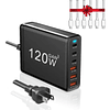 Estación de carga rápida USB C GaN3 multipuerto de 120 W Car