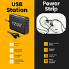 Estación de carga rápida USB C GaN3 multipuerto de 120 W Car