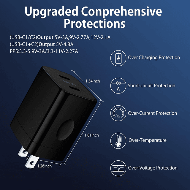 Bloque de cargador USB C de carga rápida, caja de cargador d