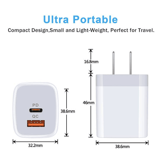 Bloque de cargador USB C para iPhone 15 14 13 12 11 Pro Max