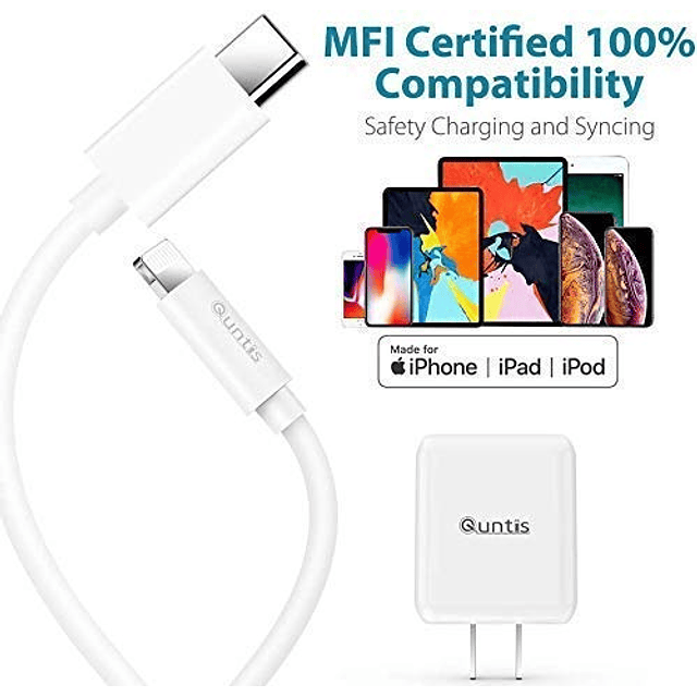 Cargador rápido para iPhone con certificado Apple MFi, carga