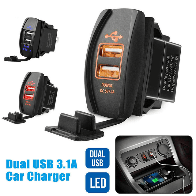 Adaptador de enchufe de cargador de coche USB doble de 5V 3.