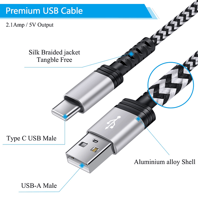 Cables de carga USB C para Google Pixel 7 Pro 8 7A 8 Pro 6A