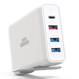 Cargador rápido dual USB-C de 60 W/18 W, 75 W cargador de vi