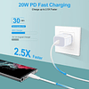 Cargador súper rápido de 20 W Tipo C Adaptador de enchufe de