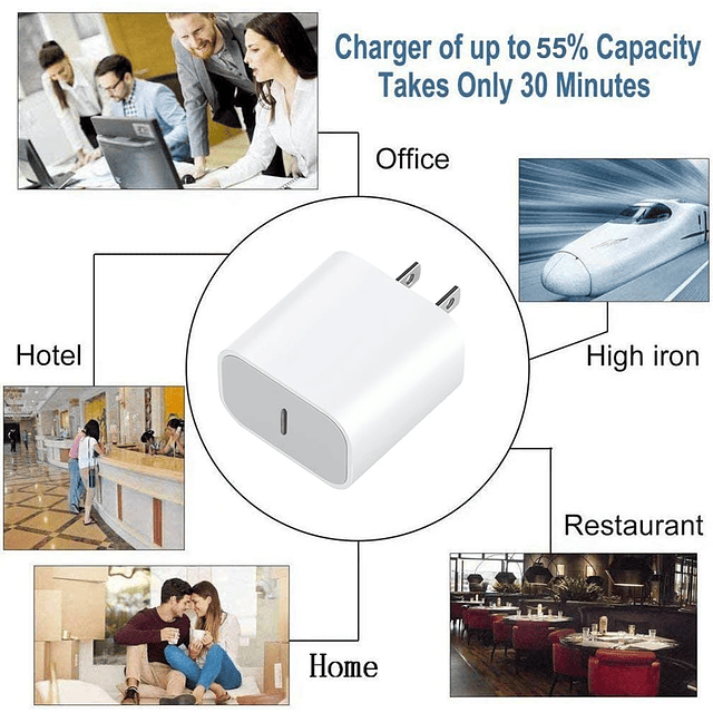 Cargador para iPhone 15, cargador USB C de 20 W para iPhone