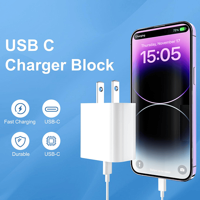 Bloque de cargador USB C, paquete de 2 bloques de cargador r