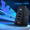 Cargador USB C de 165 W, cargador GaN II PD3.1 Max 140 W, ca