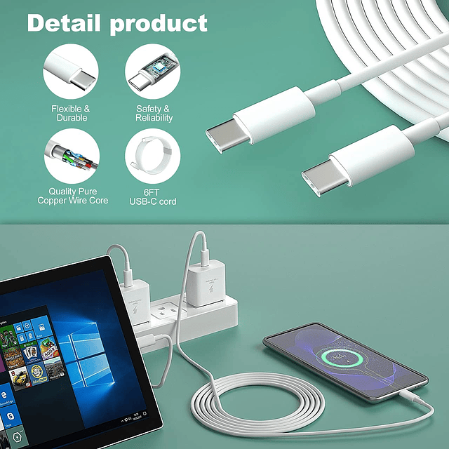 Cargador súper rápido USB C de 45 W para Samsung Galaxy S23