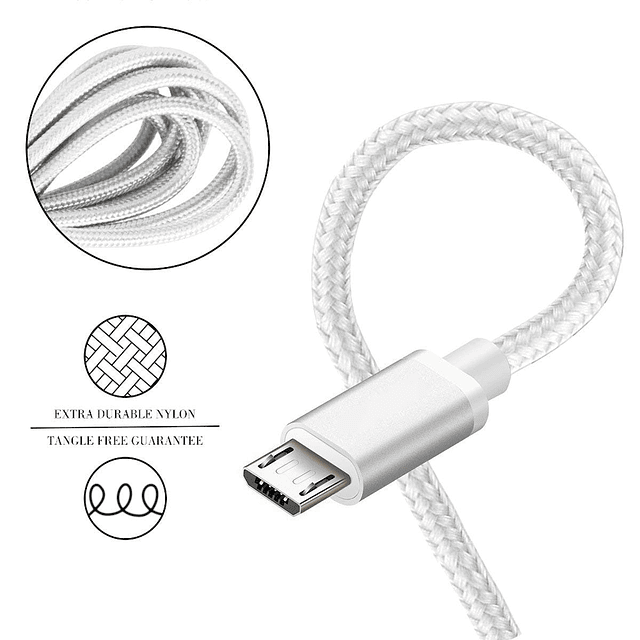 Cable cargador micro USB Android de 10 pies, paquete de 2 ca