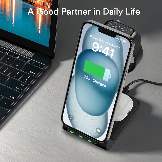Cargador inalámbrico para múltiples dispositivos Apple, esta