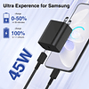 Cargador súper rápido USB C de 45 W para Samaung, cargador t