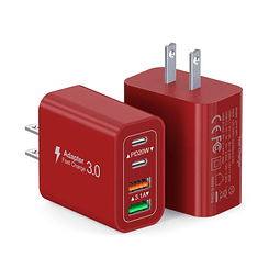 Cargador de pared USB C de 40 W, paquete de 2 bloques de car