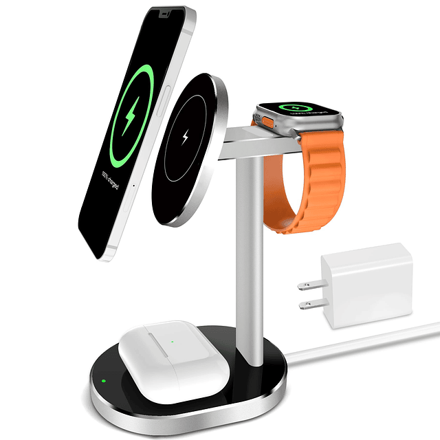 Estación de carga inalámbrica 3 en 1 de aleación de aluminio